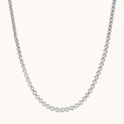 Round Lab Diamond Bubble Bezel Tennis Necklace - Happy Jewelers Fine Jewelry Lifetime Warranty