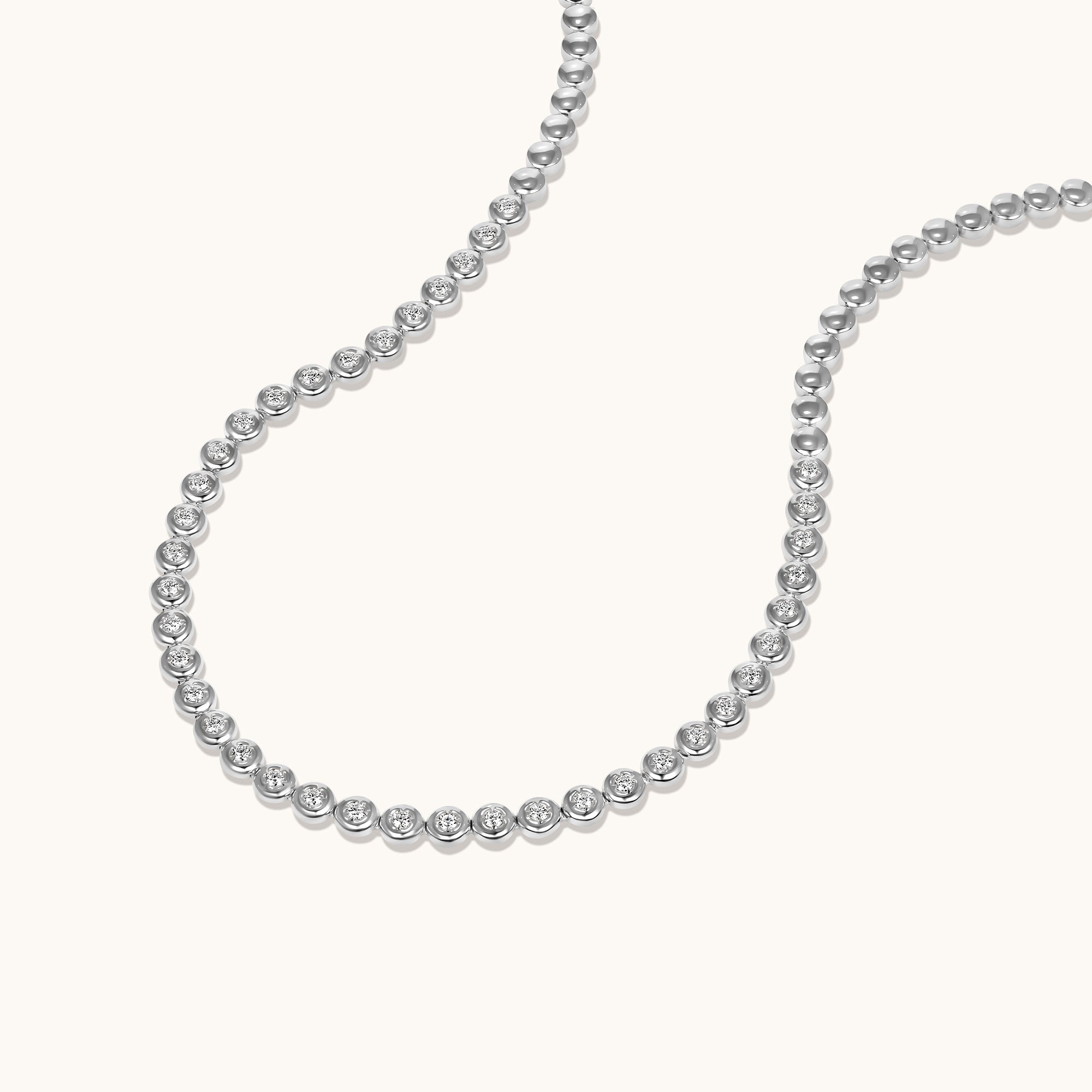 Round Lab Diamond Bubble Bezel Tennis Necklace - Happy Jewelers Fine Jewelry Lifetime Warranty