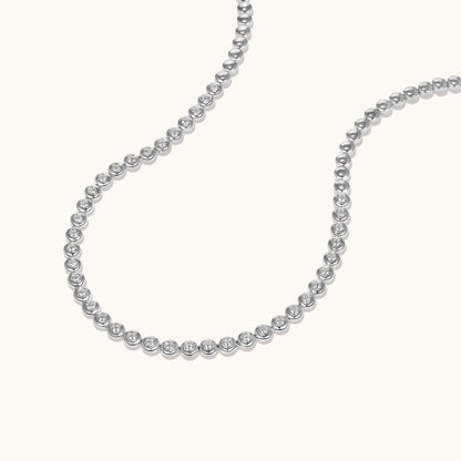 Round Lab Diamond Bubble Bezel Tennis Necklace - Happy Jewelers Fine Jewelry Lifetime Warranty