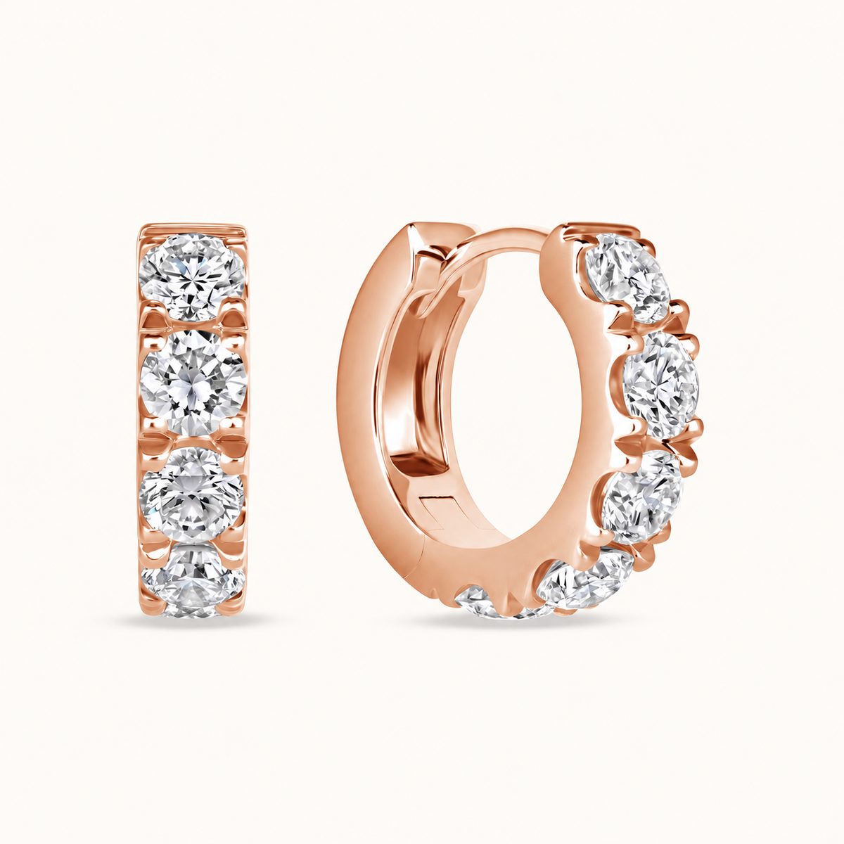 Round Lab Diamond Chunky Huggie Hoops