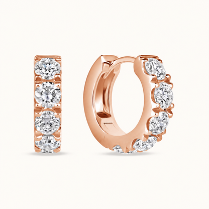Round Lab Diamond Chunky Huggie Hoops