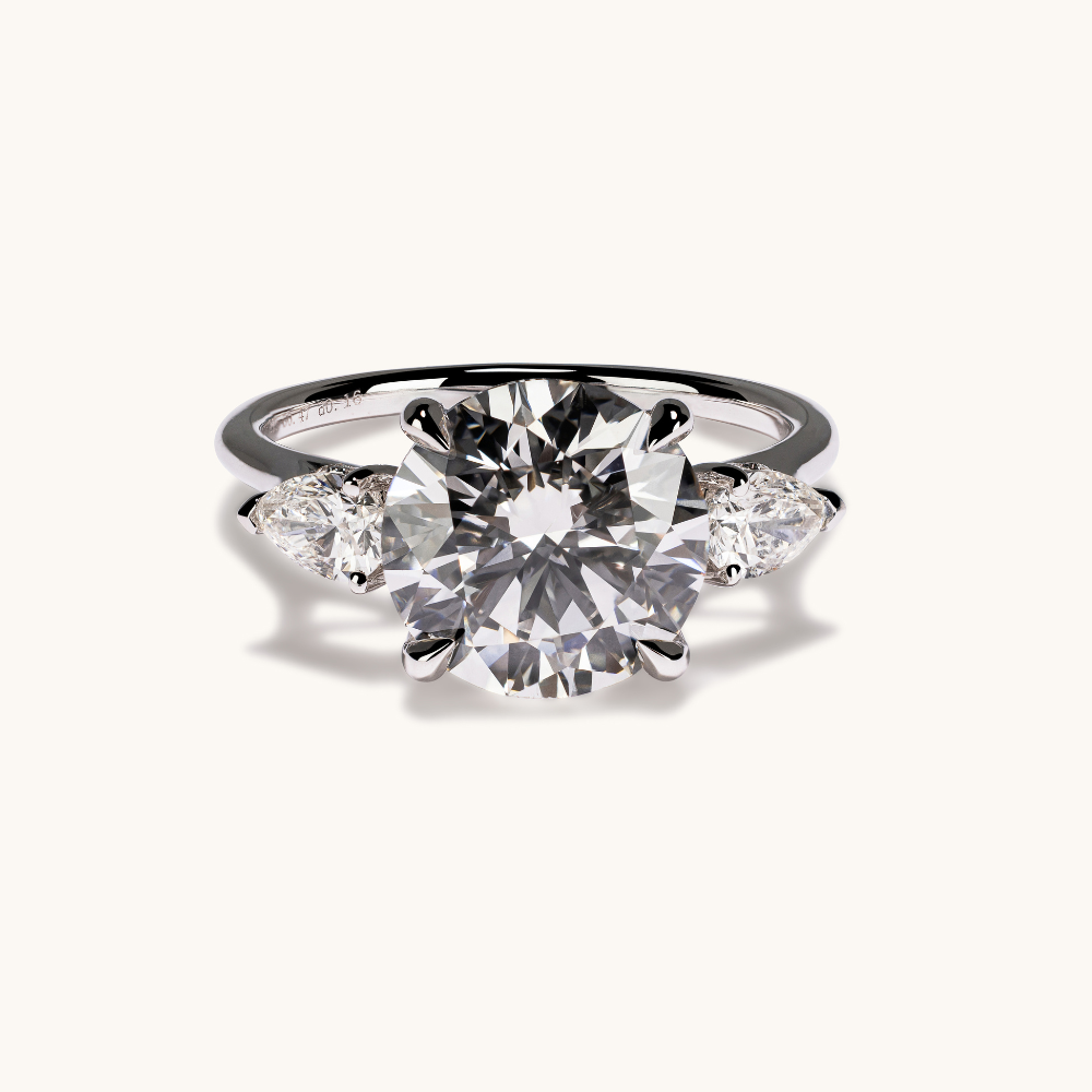 3.70 Round Lab Diamond 3-Stone Engagement Ring with Hidden Halo