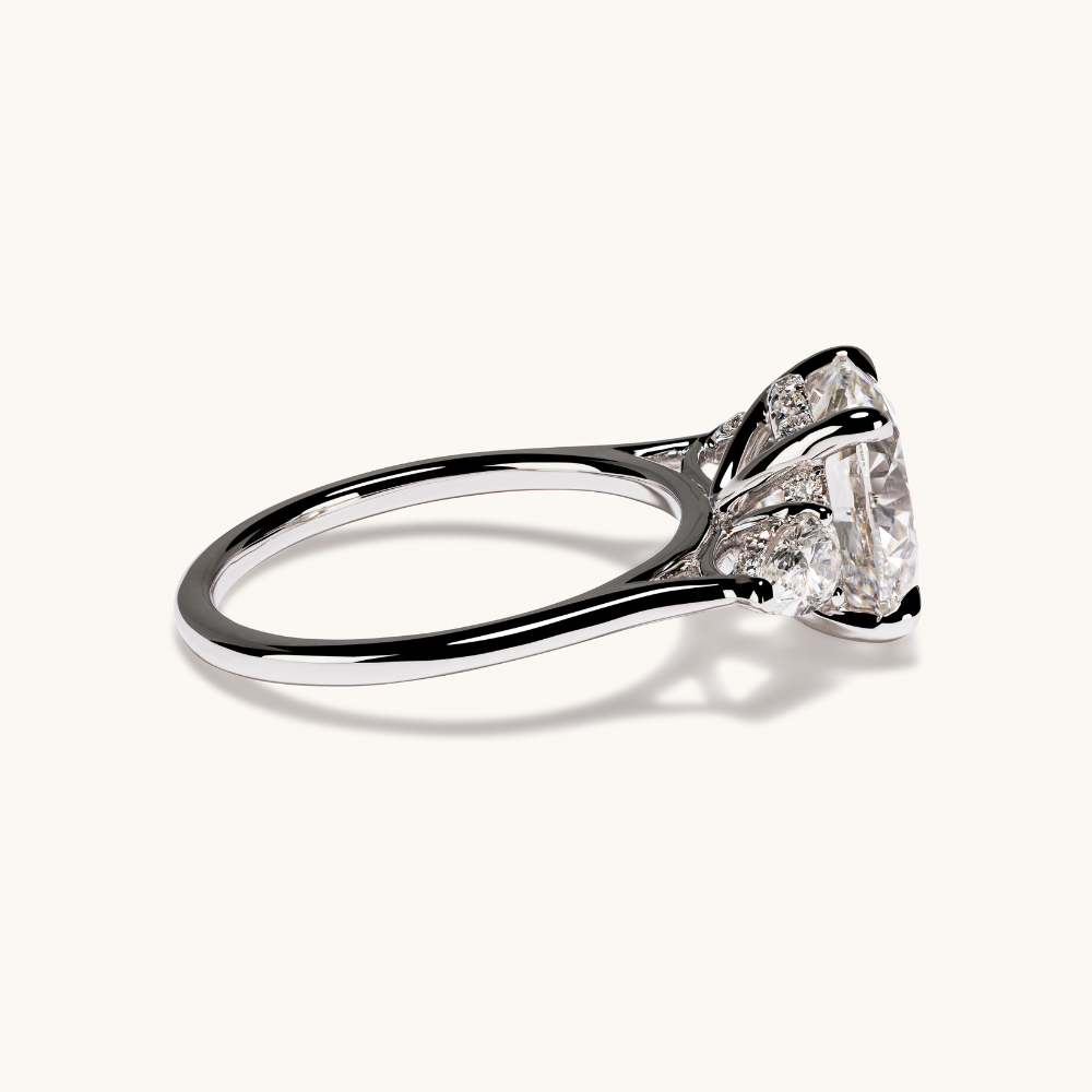 3.70 Round Lab Diamond 3-Stone Engagement Ring with Hidden Halo