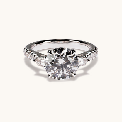 2.59 Round Lab Diamond 3-Stone Engagement Ring with Hidden Halo - Happy Jewelers Fine Jewelry Lifetime Warranty