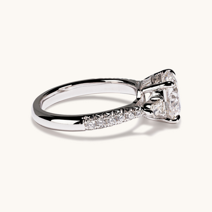 2.59 Round Lab Diamond 3-Stone Engagement Ring with Hidden Halo - Happy Jewelers Fine Jewelry Lifetime Warranty
