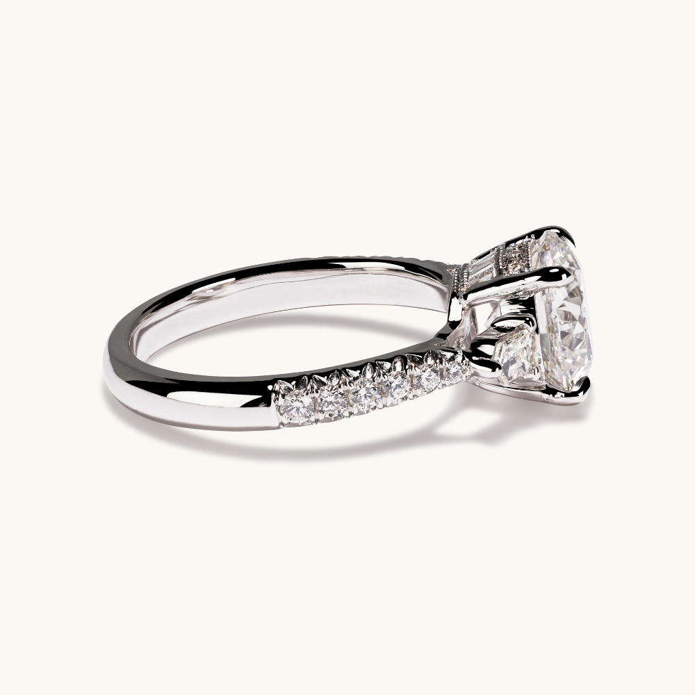 2.59 Round Lab Diamond 3-Stone Engagement Ring with Hidden Halo