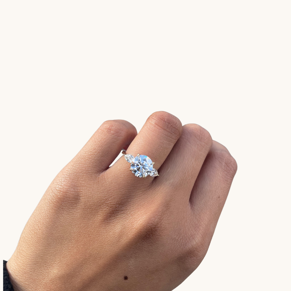 3.05 Round Lab Diamond 3-Stone Engagement Ring - Happy Jewelers Fine Jewelry Lifetime Warranty
