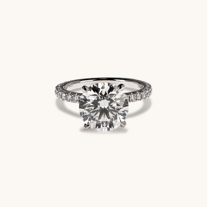 Round Lab Diamond Engagement Ring with Diamond Band - Happy Jewelers Fine Jewelry Lifetime Warranty