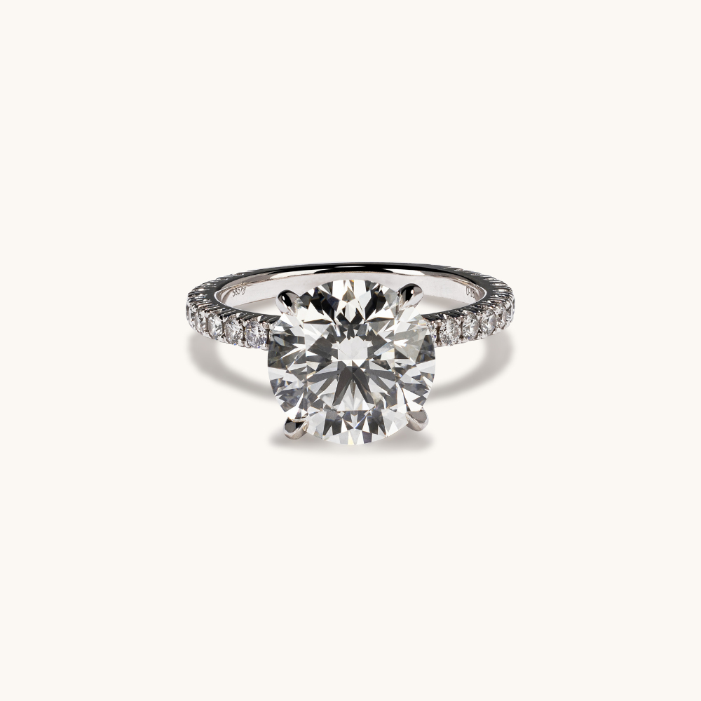 Round Lab Diamond Engagement Ring with Diamond Band