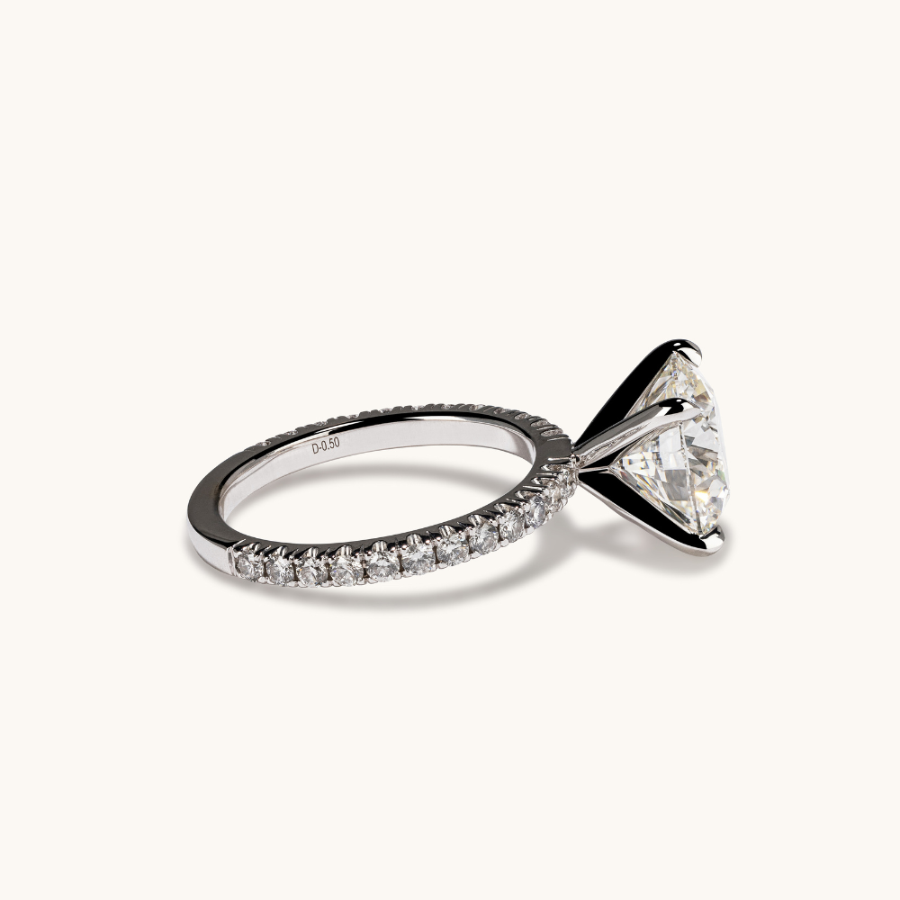 Round Lab Diamond Engagement Ring with Diamond Band