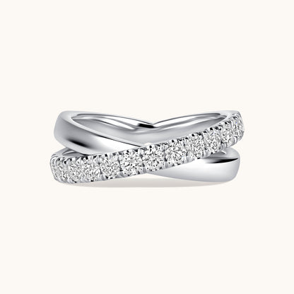 Round Diamond Crossover Halfway Ring - Happy Jewelers Fine Jewelry Lifetime Warranty