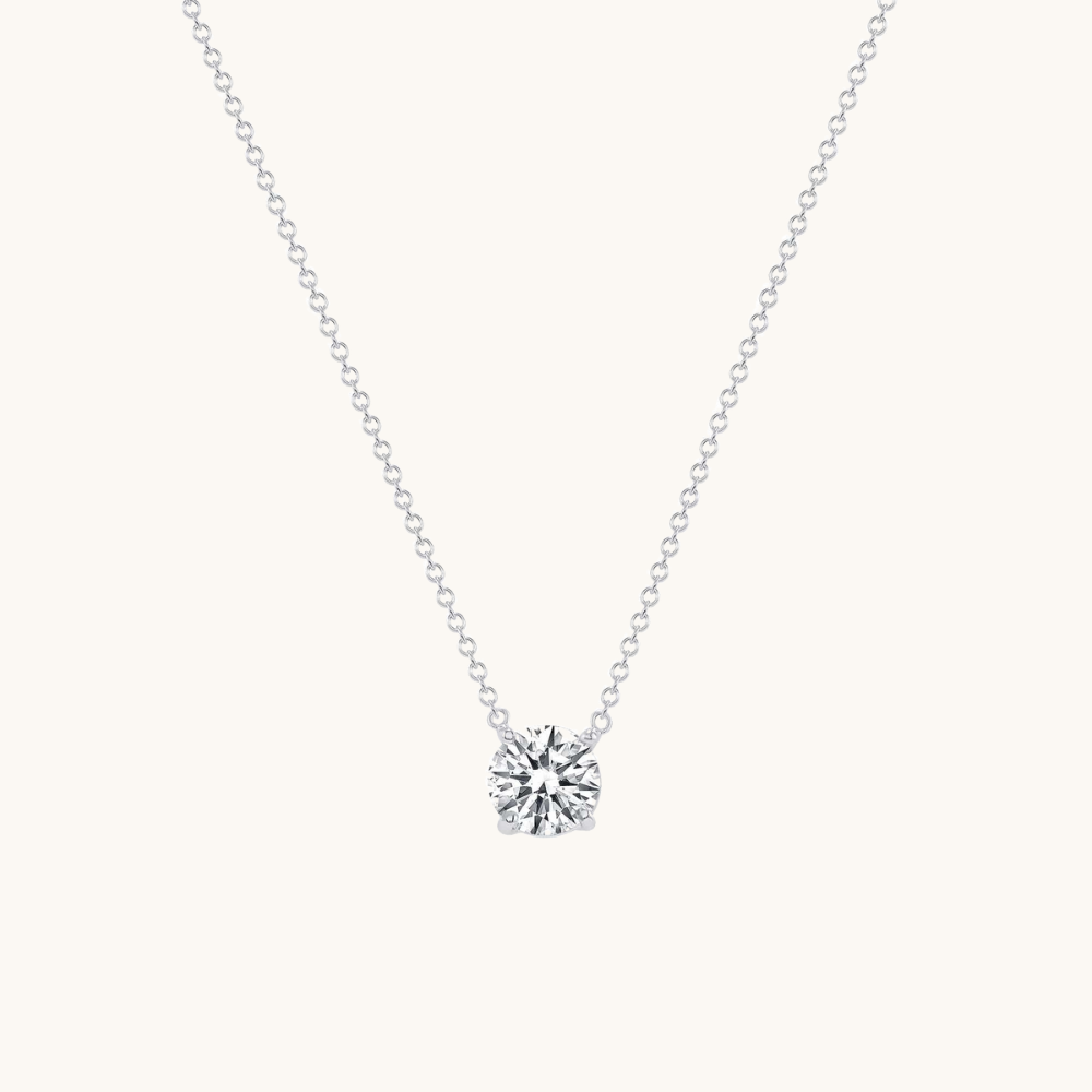 Round Natural Diamond Solitaire Pendant