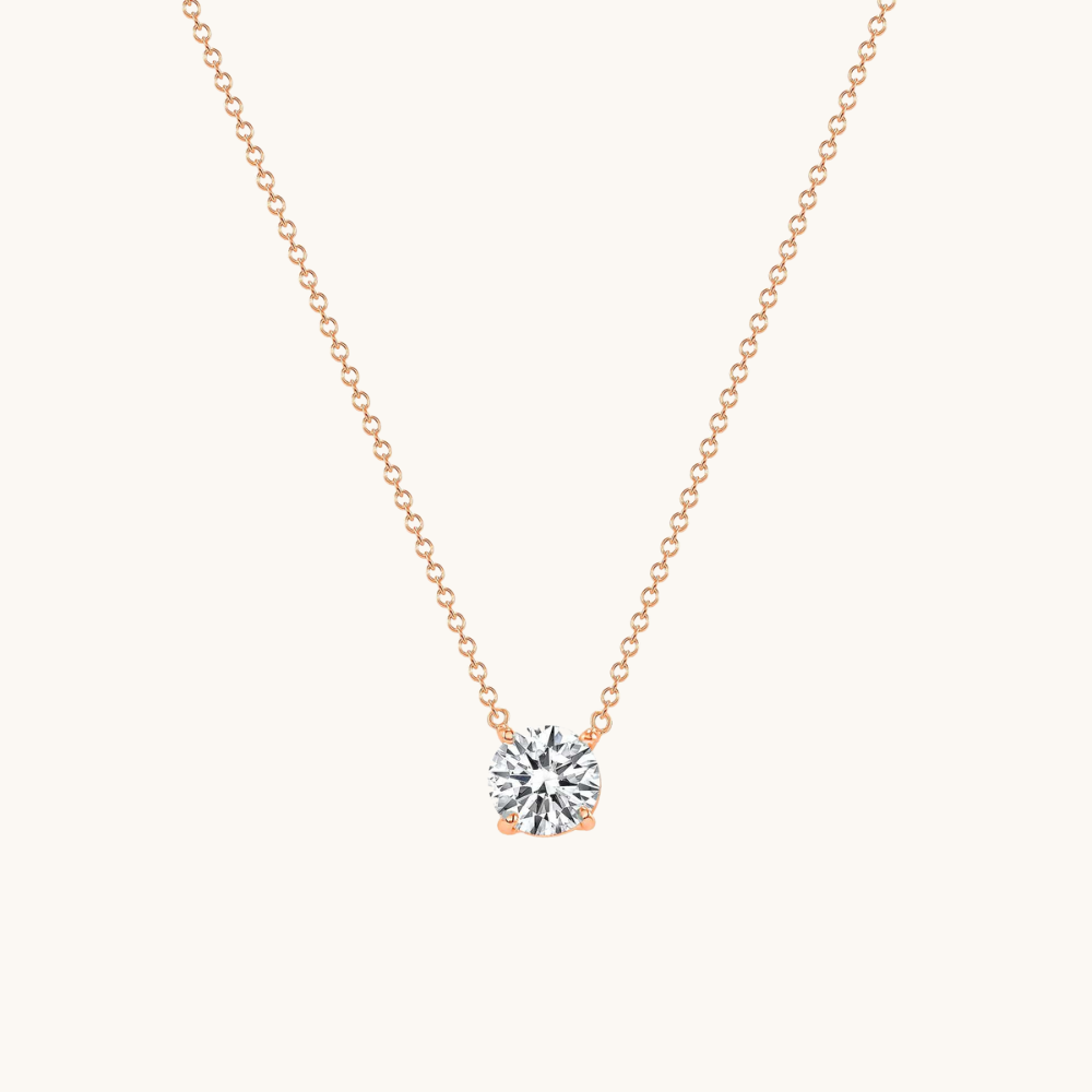 Round Natural Diamond Solitaire Pendant