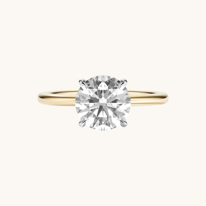 Round Lab Diamond Solitaire Engagement Ring with Hidden Halo