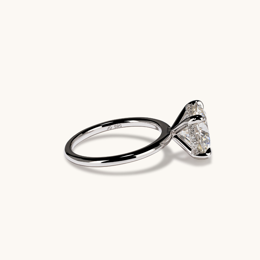 Round Lab Diamond Solitaire Engagement Ring with Hidden Halo