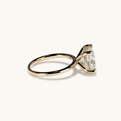 Round Lab Diamond Solitaire Engagement Ring with Hidden Halo - Happy Jewelers Fine Jewelry Lifetime Warranty