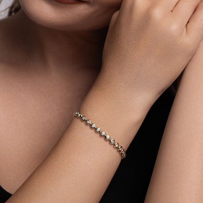 Round Lab Diamond Bubble Bezel Tennis Bracelet - Happy Jewelers Fine Jewelry Lifetime Warranty