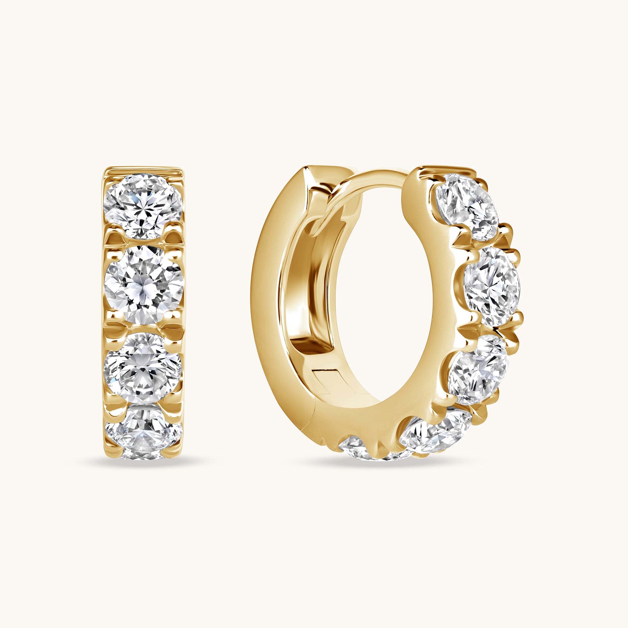 Round Lab Diamond Chunky Huggie Hoops - Happy Jewelers Fine Jewelry Lifetime Warranty