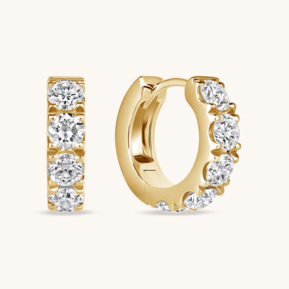 Round Lab Diamond Chunky Huggie Hoops - Happy Jewelers Fine Jewelry Lifetime Warranty