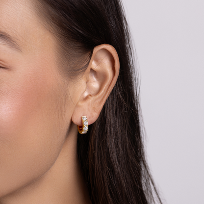 Round Lab Diamond Chunky Huggie Hoops - Happy Jewelers Fine Jewelry Lifetime Warranty