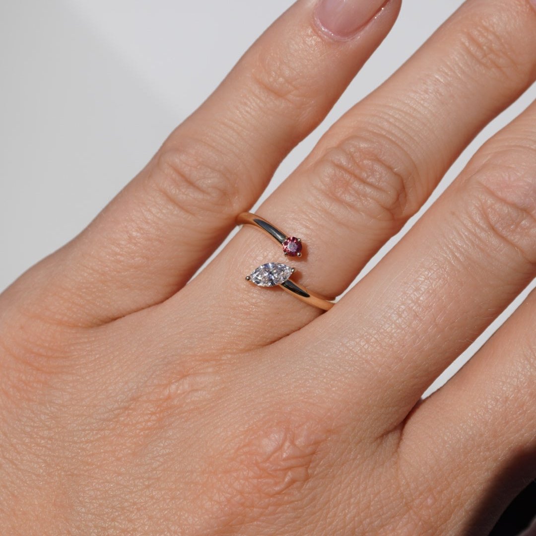 Diamond and Pink Tourmaline Open Band - Happy Jewelers Fine Jewelry Lifetime Warranty