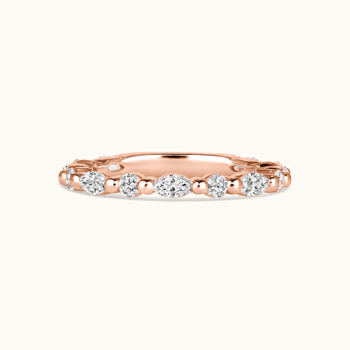 Round + Marquise Diamond Shared Prong Band