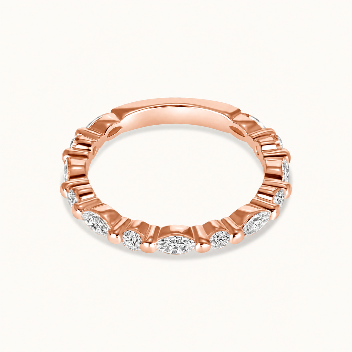 Round + Marquise Diamond Shared Prong Band