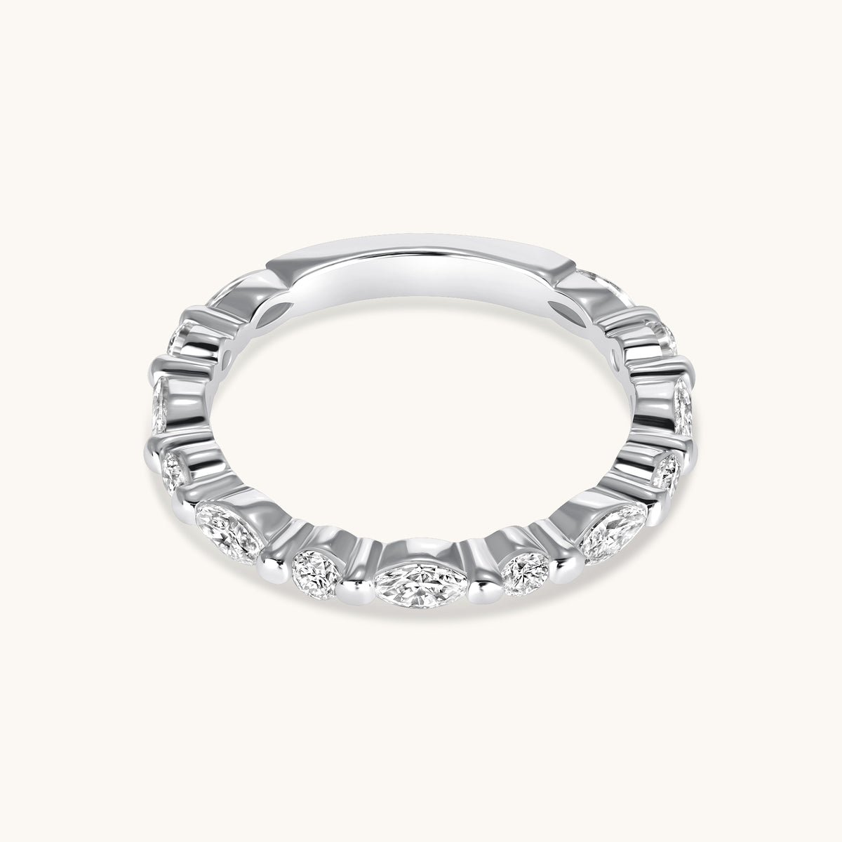 Round + Marquise Diamond Shared Prong Band