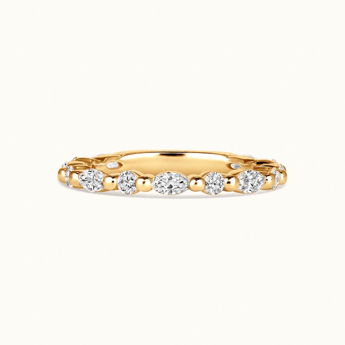 Round + Marquise Diamond Shared Prong Band