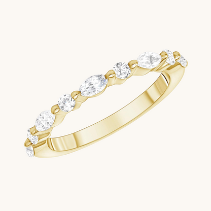 Round + Marquise Diamond Shared Prong Band - Happy Jewelers Fine Jewelry Lifetime Warranty