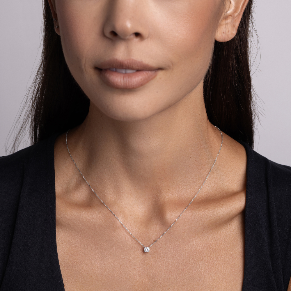 Round Natural Diamond Solitaire Pendant - Happy Jewelers Fine Jewelry Lifetime Warranty