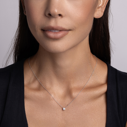 Round Natural Diamond Solitaire Pendant - Happy Jewelers Fine Jewelry Lifetime Warranty