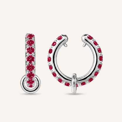 White Gold Ruby Ringlet Ear Cuff