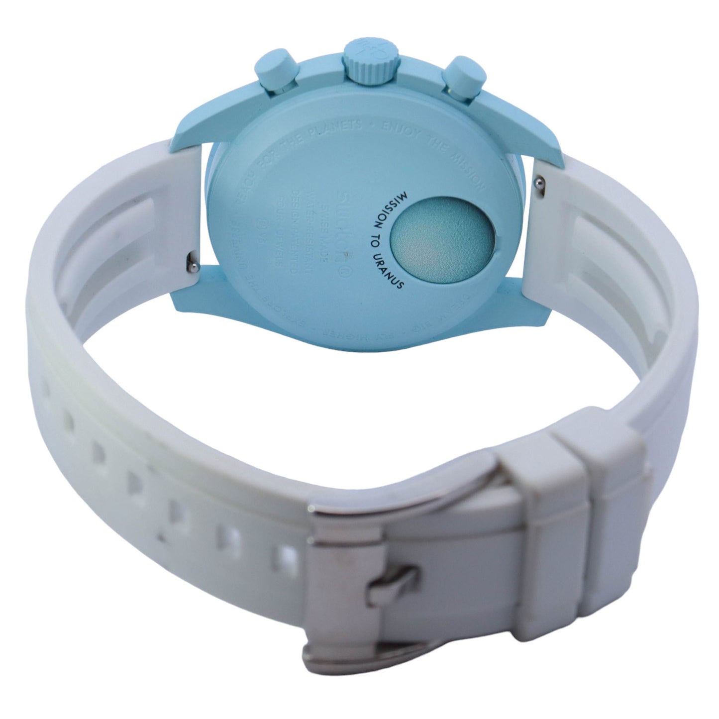 Omega x Swatch Moonswatch Light Blue Bioceramic 42mm Light Blue Chronograph Dial Watch Reference# SO33L100 - Happy Jewelers Fine Jewelry Lifetime Warranty
