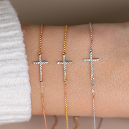 Sideways Diamond Cross Bracelet - Happy Jewelers Fine Jewelry Lifetime Warranty