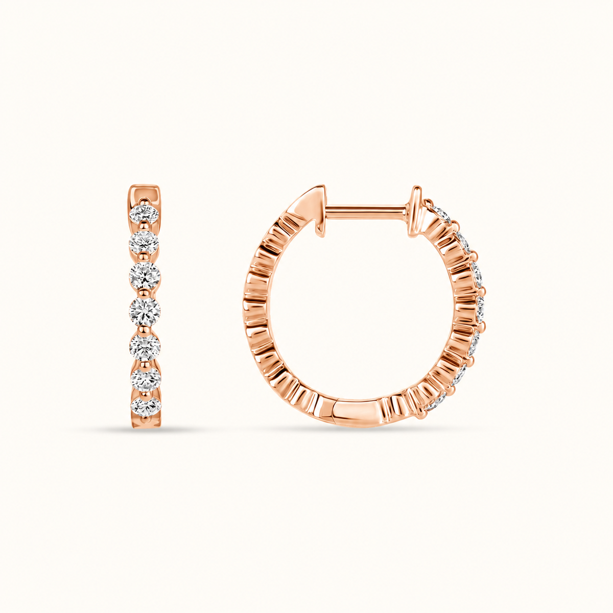 Shared Prong Mini Diamond Hoop Earrings