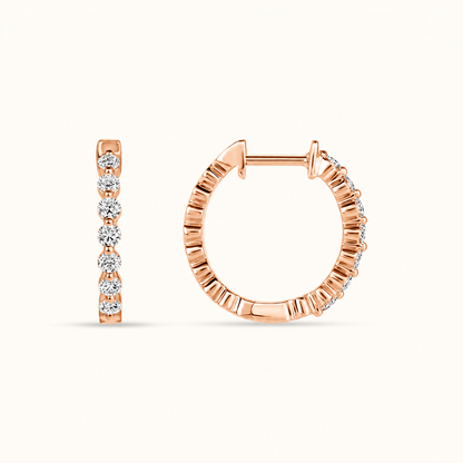 Shared Prong Mini Diamond Hoop Earrings