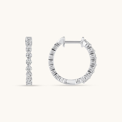 Shared Prong Mini Diamond Hoop Earrings