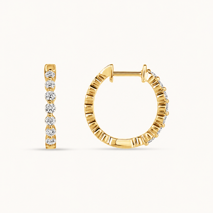Shared Prong Mini Diamond Hoop Earrings