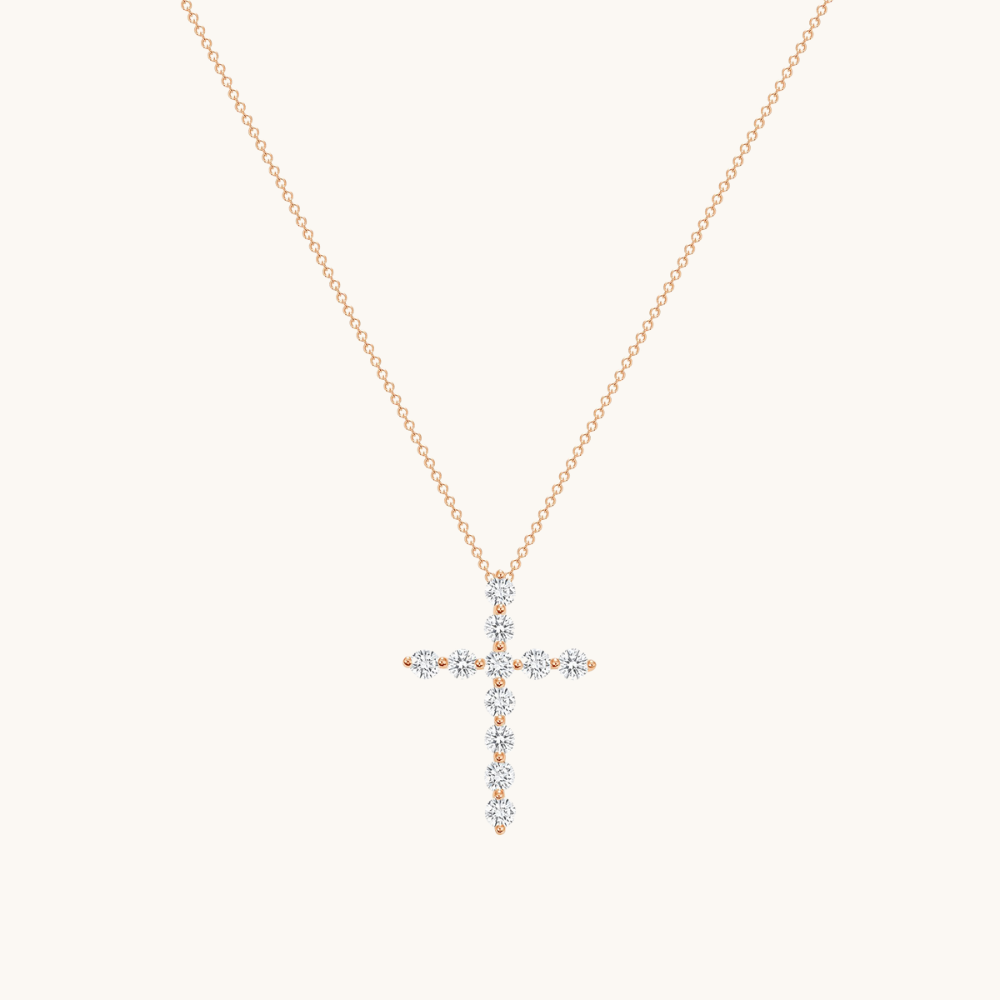 Shared Prong Cross Necklace