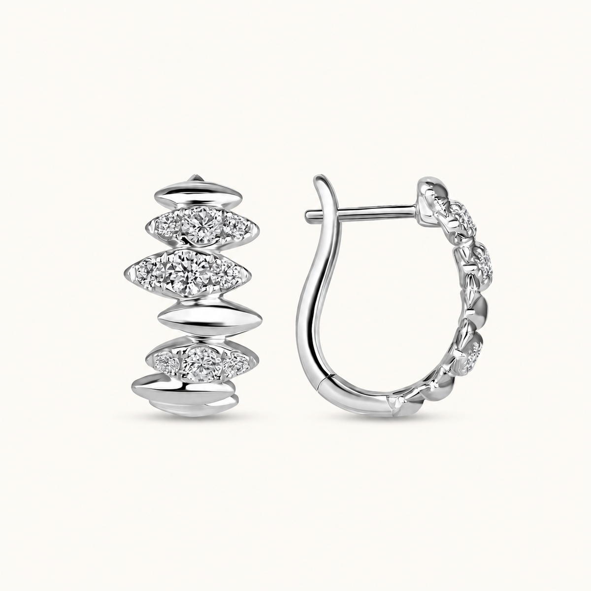 Sideways Marquise Huggies - Happy Jewelers Fine Jewelry Lifetime Warranty