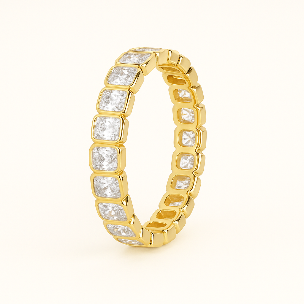 Radiant Diamond Bezel Eternity Band - Happy Jewelers Fine Jewelry Lifetime Warranty