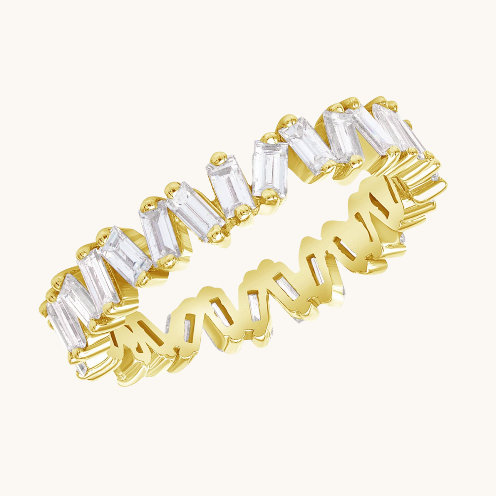 Slanted Baguette Diamond Eternity Band - Happy Jewelers Fine Jewelry Lifetime Warranty