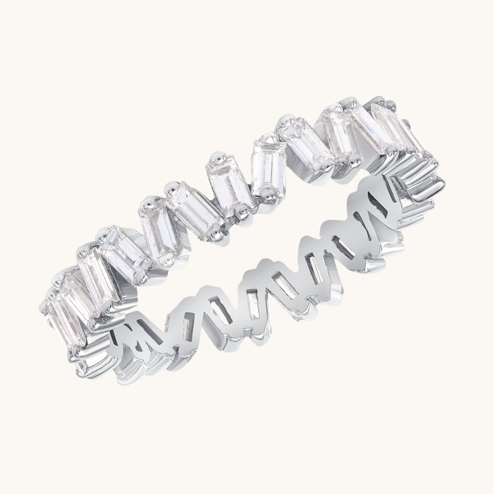 Slanted Baguette Diamond Eternity Band - Happy Jewelers Fine Jewelry Lifetime Warranty