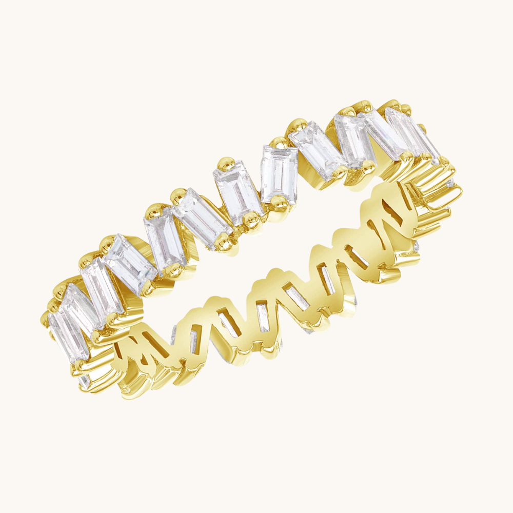 Slanted Baguette Diamond Halfway Band