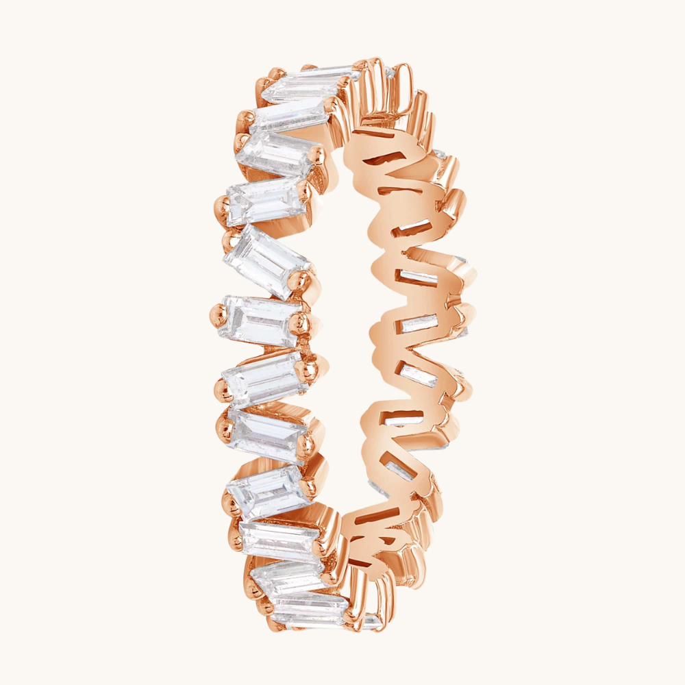 Slanted Baguette Diamond Halfway Band