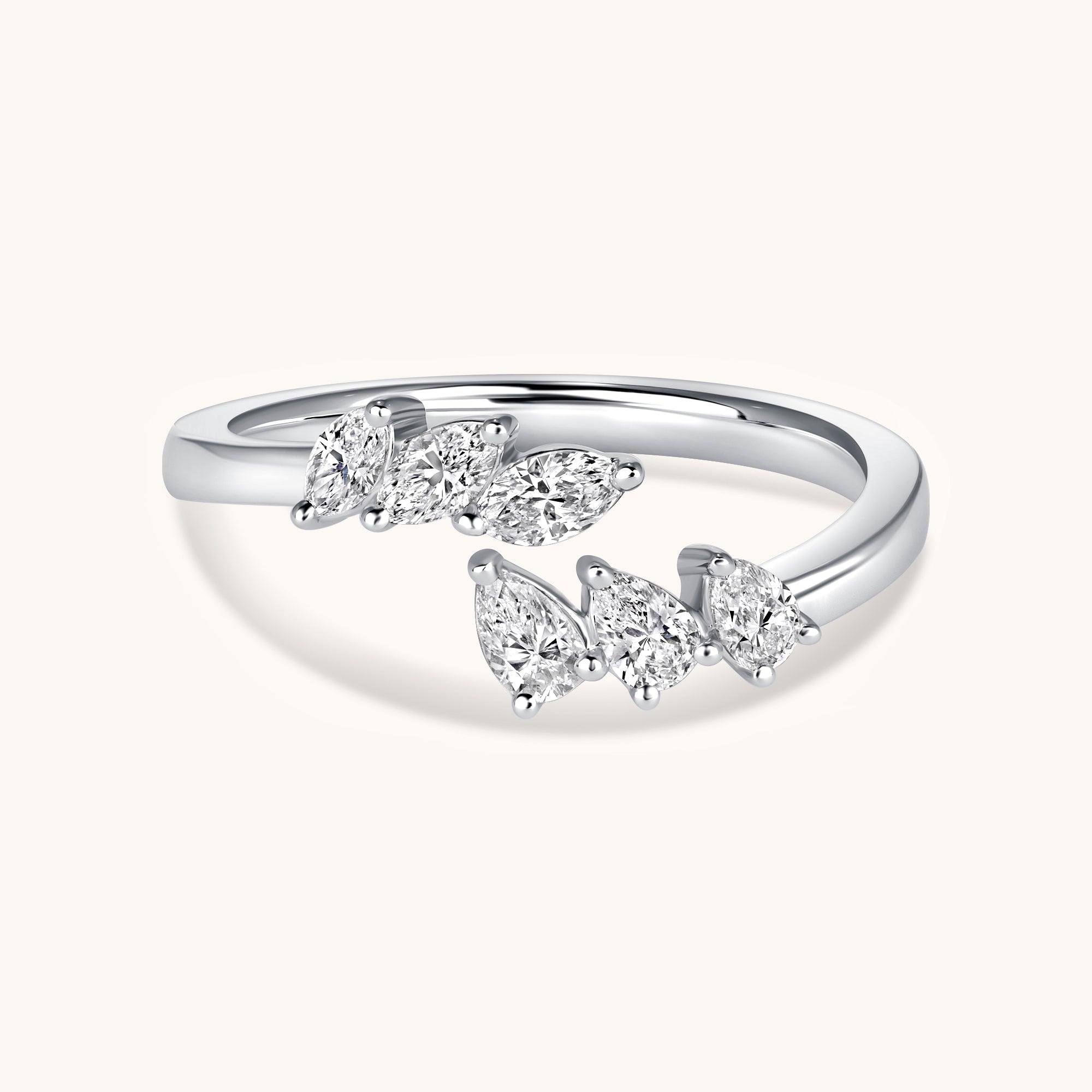 Slanted Multi-Diamond Open Cocktail Ring – Happy Jewelers