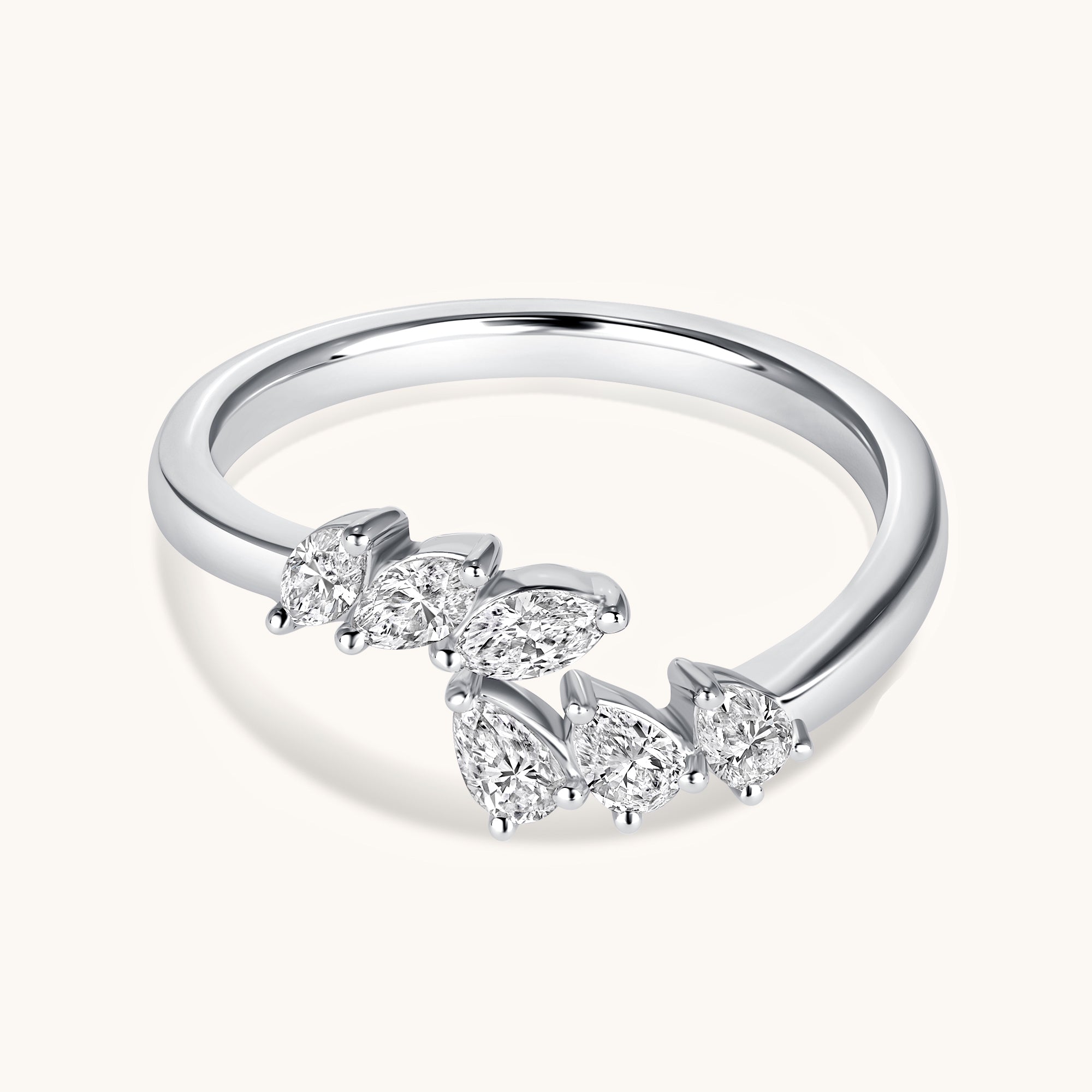Slanted Multi-Diamond Open Cocktail Ring - Happy Jewelers Fine Jewelry Lifetime Warranty