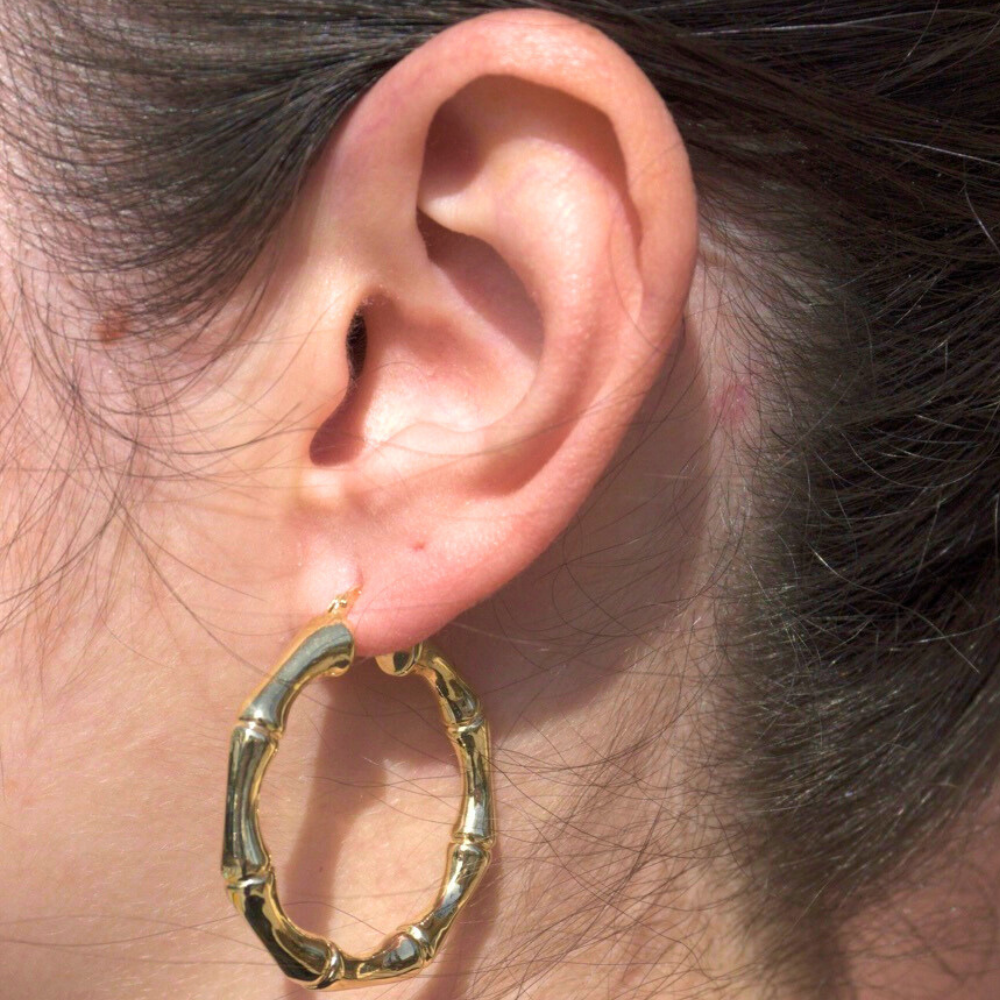 Bamboo Hoop Earring - Happy Jewelers Fine Jewelry Lifetime Warranty