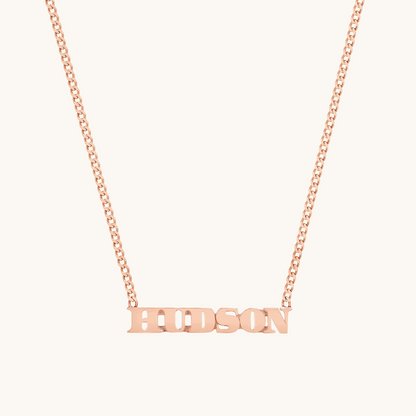 Small Block Name Necklace w/ Curb Chain - Happy Jewelers Fine Jewelry Lifetime Warranty